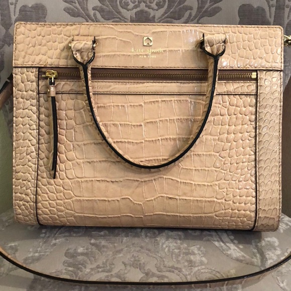 kate spade Handbags - Cream croc embossed Kate Spade handbag